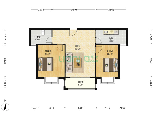 新城尚品 2室1厅1卫 96平方