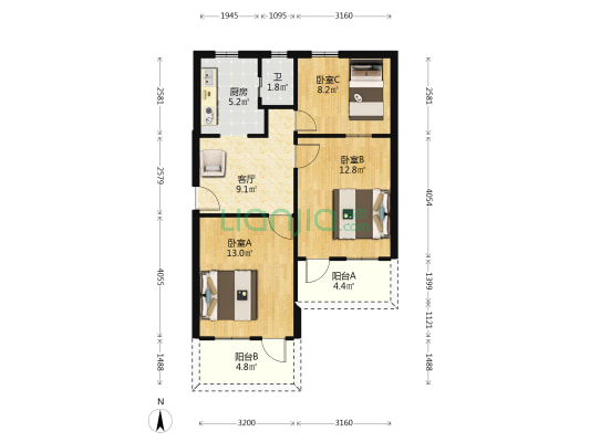 麦园路41号 3室1厅1卫 76平方