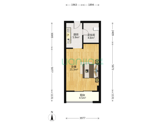 新湖明珠城紫桂苑西区 1室0厅1卫 51平方
