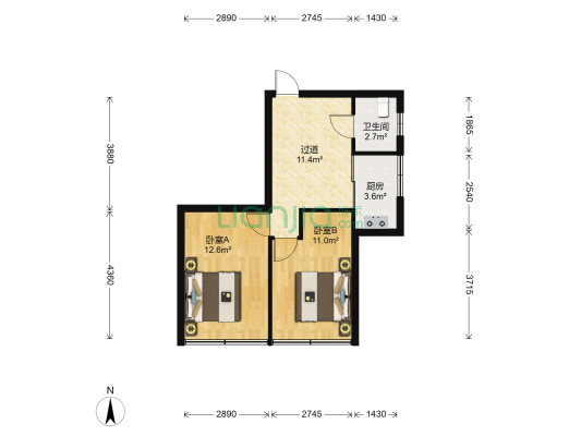富裕园小区 2室0厅1卫 57平方