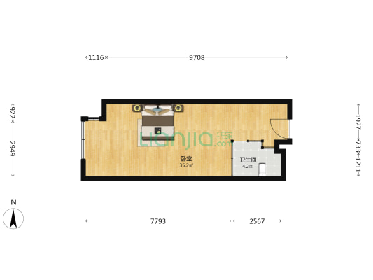中诚碧桂园璟公馆 1室0厅1卫 57平方