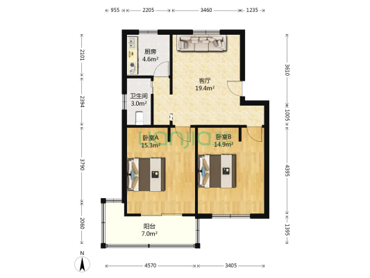 采荷小区紫藕邨 2室1厅1卫 76平方