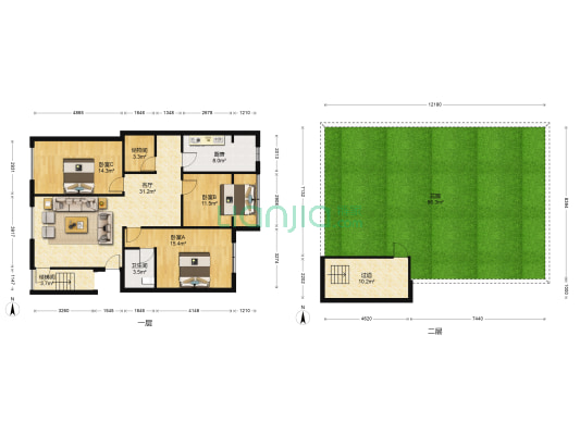 34号小区 3室1厅1卫 106平方