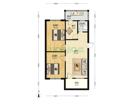 清河小学家属院 2室2厅1卫 71平方