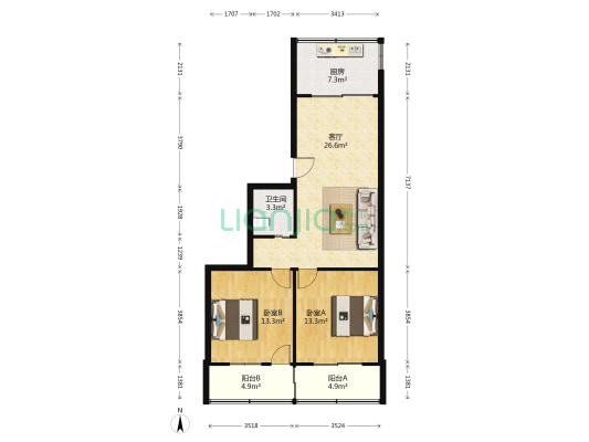 海螺龟湖小区 2室1厅1卫 83平方