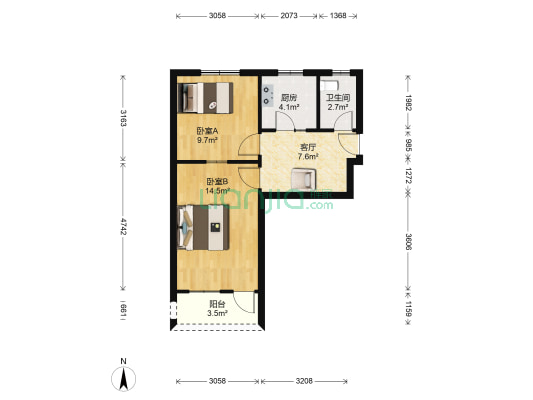 禹南新村 2室1厅1卫 50平方