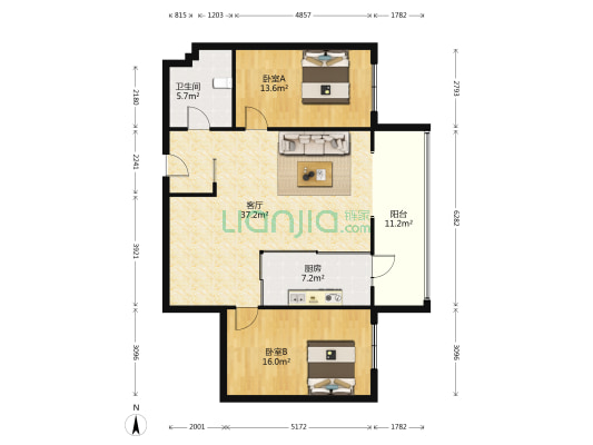 哈尔滨工业大学建筑科技大厦 2室1厅1卫 135平方