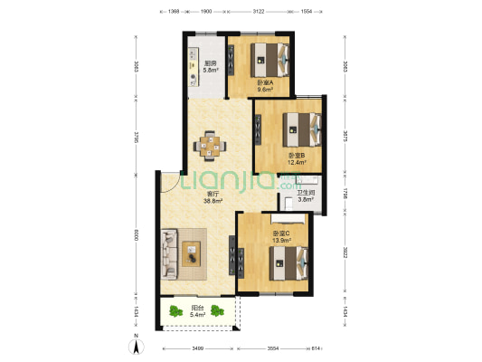 澄湖嘉苑 3室1厅1卫 99平方