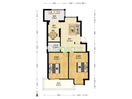 柳东新村 2室2厅1卫 82平方