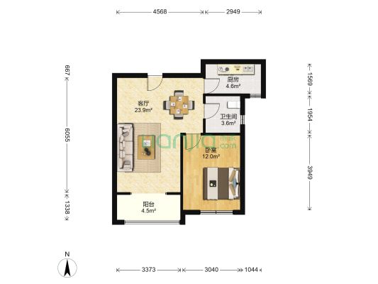 东岗怡园南院 1室1厅1卫 66平方