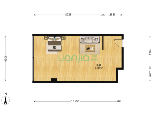 财智国际大厦 1室0厅0卫 93平方