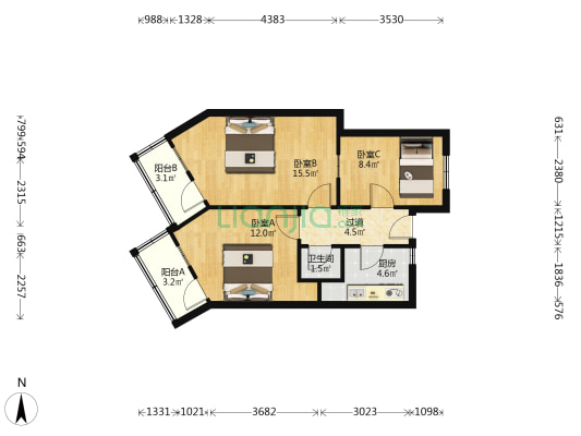 人民路130-158（双号） 3室0厅1卫 62平方