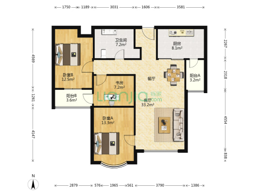 小平岛E西组团 3室1厅1卫 87平方
