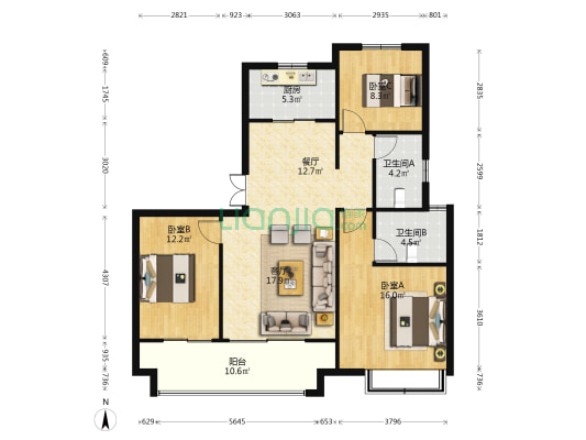 金科·集美晴洲 3室2厅2卫 126平方