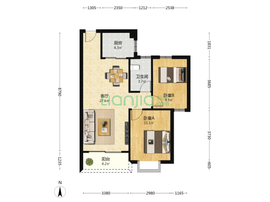 蜀海善府 2室1厅1卫 78平方