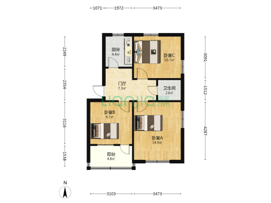 农机院 3室0厅1卫 67平方