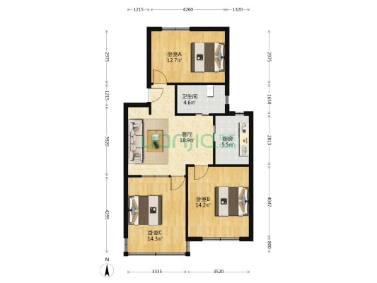 天马新村 3室1厅1卫 84平方