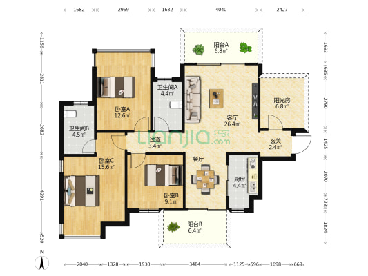 大都公馆 3室1厅2卫 113平方