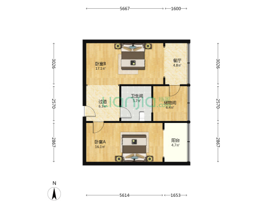 兰炼家属院 2室1厅1卫 77平方