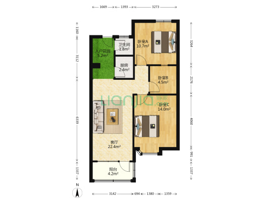 聚景雅居 3室1厅1卫 79平方