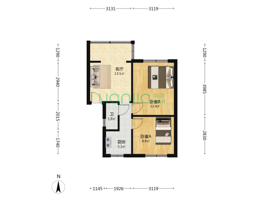 嘉陵巷29号 2室1厅1卫 52平方