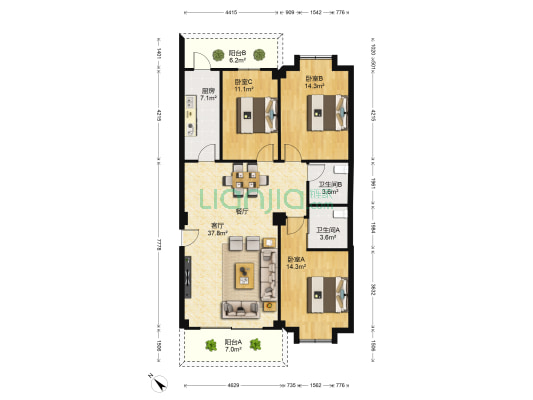 同安大唐世家一、二期 3室1厅2卫 109平方