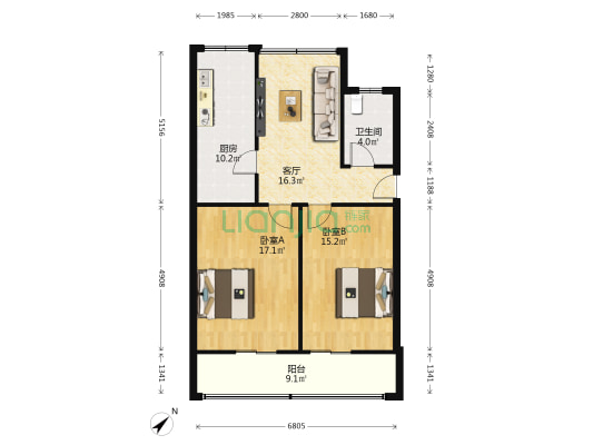 超高压分局家属院 2室1厅1卫 77平方