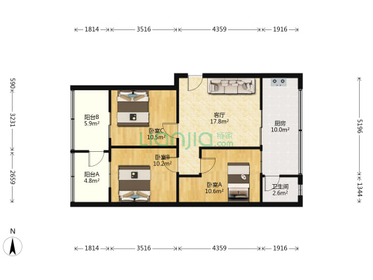 横东城根街31号 3室1厅1卫 82平方