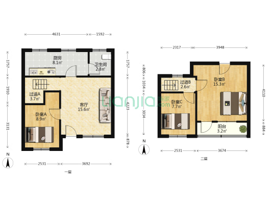 振中街 3室1厅1卫 88平方