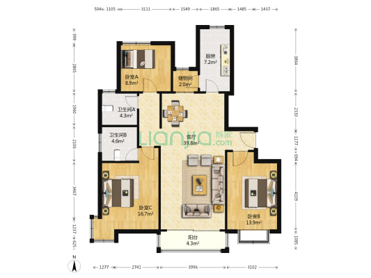 锦泽苑（园区） 3室1厅2卫 123平方