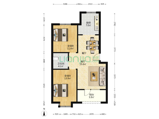 龙腾绣苑 2室1厅1卫 92平方