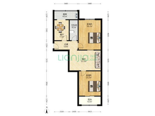 红福小区 2室2厅1卫 84平方
