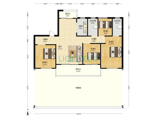 碧桂园天汇 4室1厅2卫 134平方
