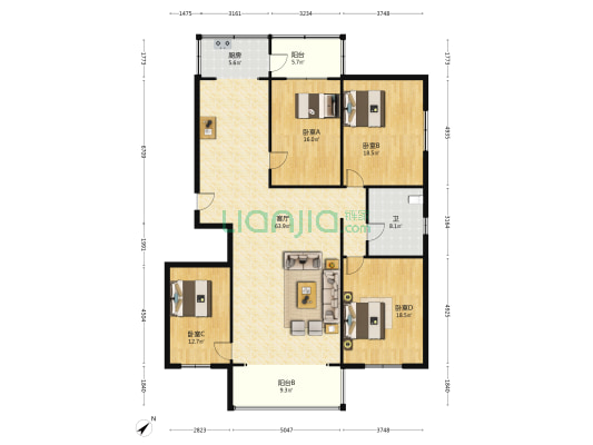 宏达大厦 4室1厅1卫 212平方