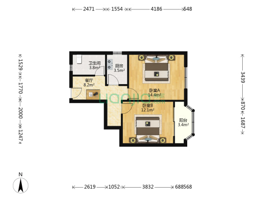 翔殷大楼 2室1厅1卫 67平方