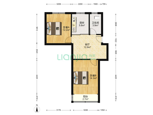 宁海里二期 2室1厅1卫 68平方