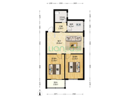 紫竹小区 2室1厅1卫 74平方