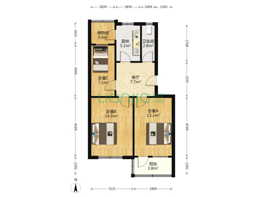 机械局宿舍 3室1厅1卫 74平方