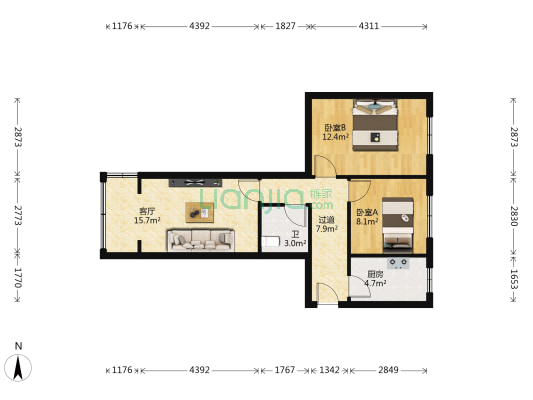 兰州卷烟厂家属院（民主西路） 2室1厅1卫 61平方