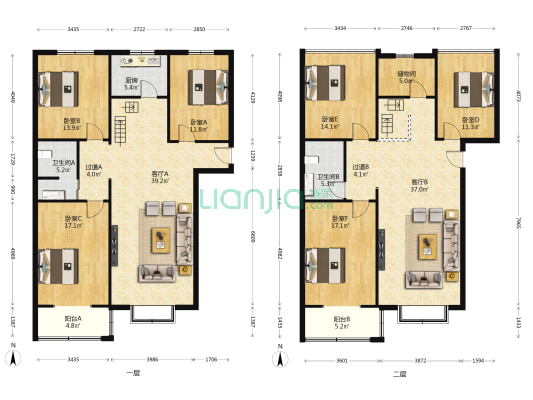 金桥嘉园 6室2厅2卫 227平方