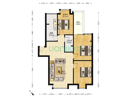 皇城世家 3室1厅1卫 102平方