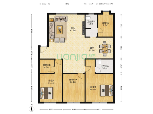 带湖路35号 2室2厅2卫 149平方