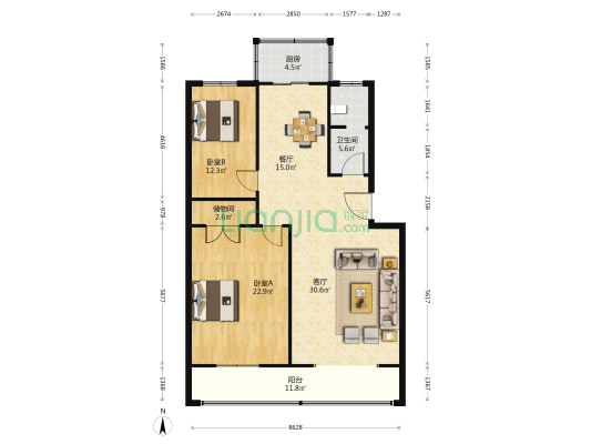水科路18号 2室2厅1卫 115平方