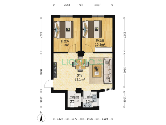 金都大厦（蓝天路） 2室1厅1卫 64平方