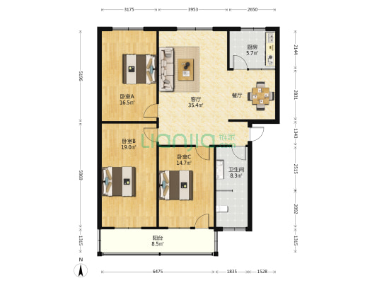 祥和五街 3室1厅1卫 130平方