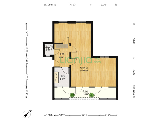 暑袜中街61号 1室0厅1卫 83平方