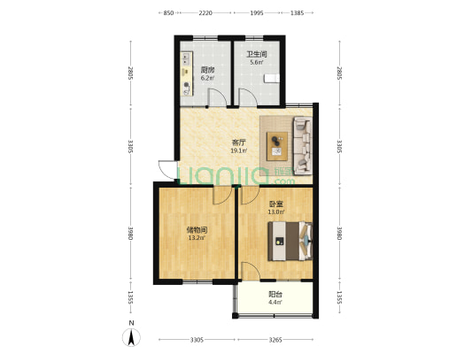 北京北路171号 1室1厅1卫 76平方