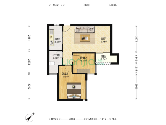 振业天峦 2室1厅1卫 59平方