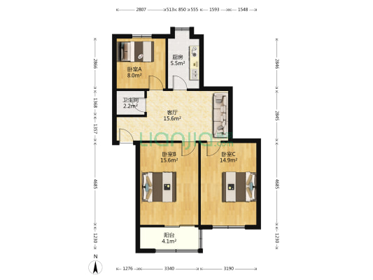 梨花巷12号 3室1厅1卫 83平方