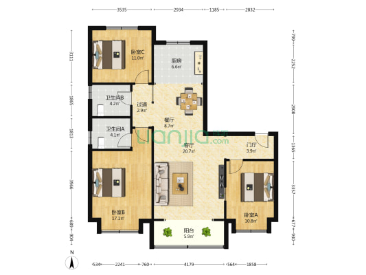 弘石湾尚府 3室2厅2卫 141平方